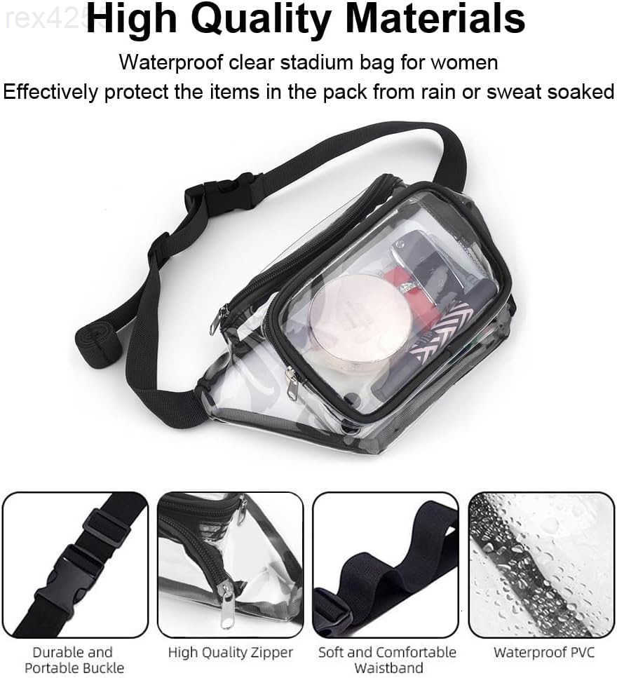 Clear Purses for Women Stadium Approved Fanny Packs Belt Bags Trendy Crossbody Bags BlackW250912