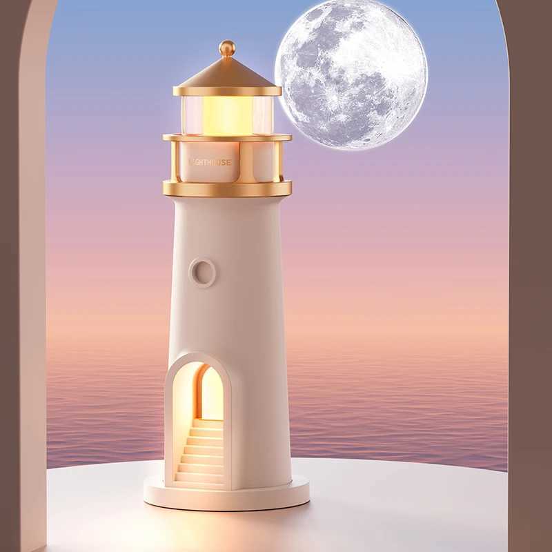 Moon Lamp Projection Lighthouse Lamps Night Light Remote Control Bluetooth Music Motion Sensor Ambient Lights Xmas Birthday Gift C250912