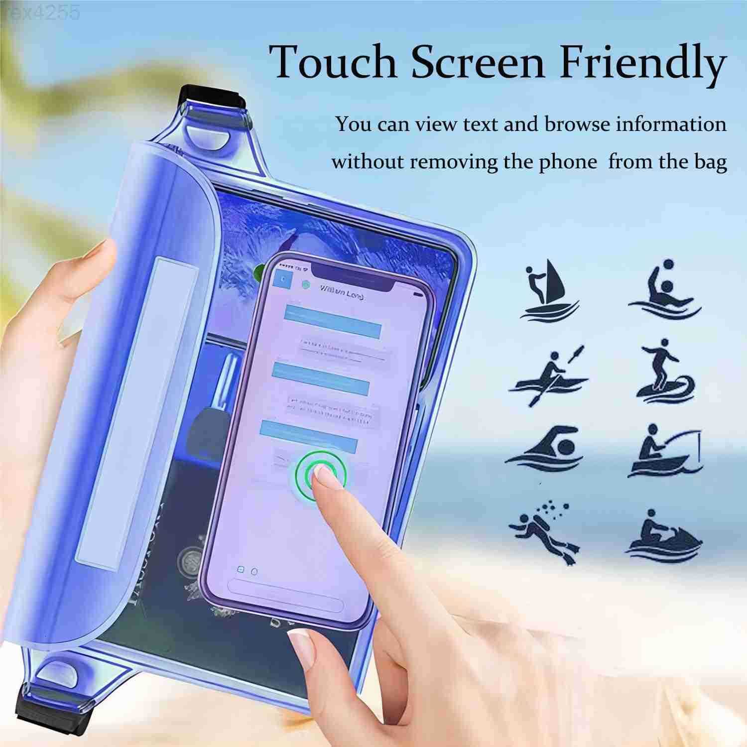 2Pack Waterproof Pouch with Adjustable Waist Strap Screen Touch Sensitive Dry Bag Keep Your Phone and Valuables Dry Perfect for Swimming Kayaking Boat