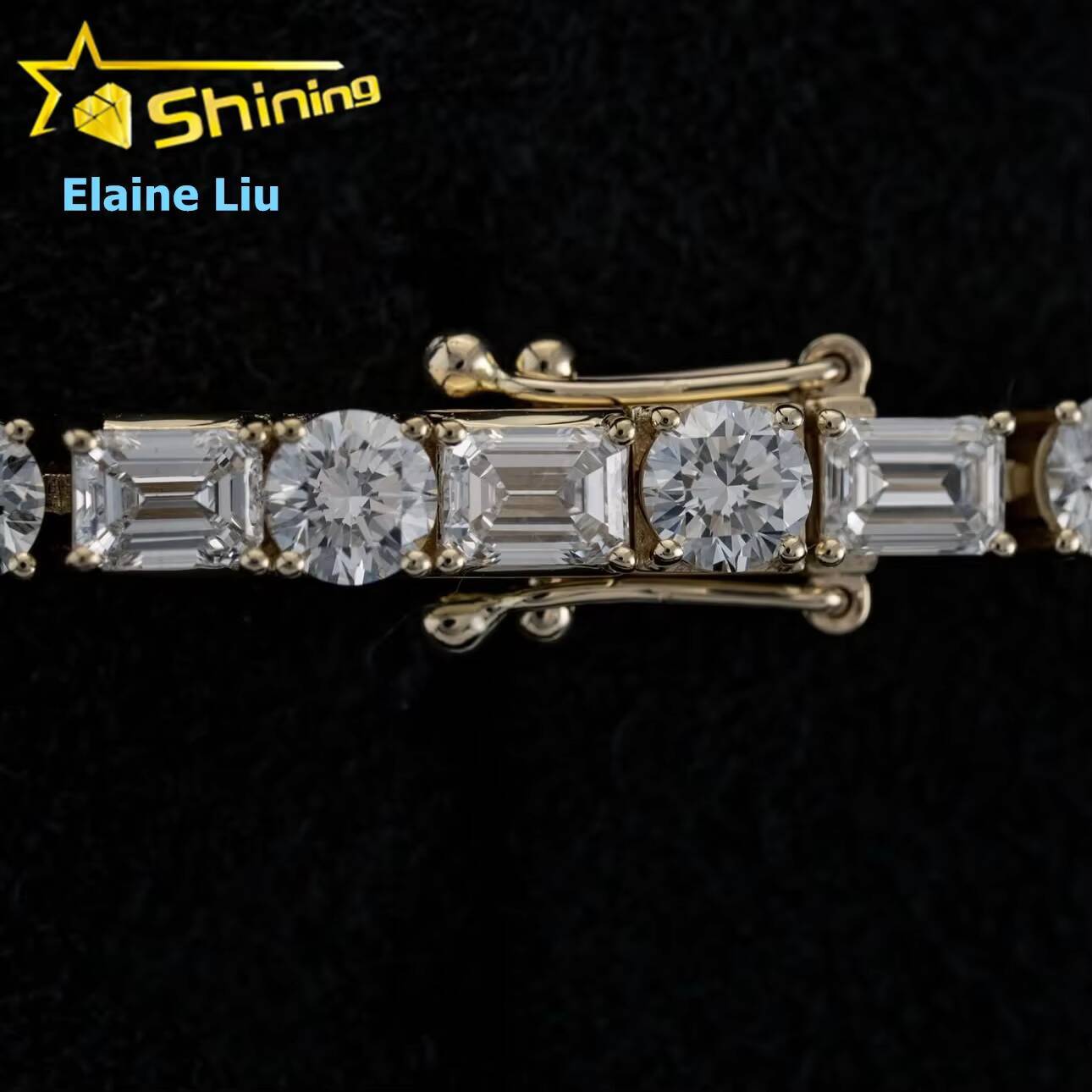 Iced Out Lad Diamond Hip Hop Fine Jewelry VVS Moissanite Tennis Necklace Men Sterling Silver 925 Tennis Chain Necklace