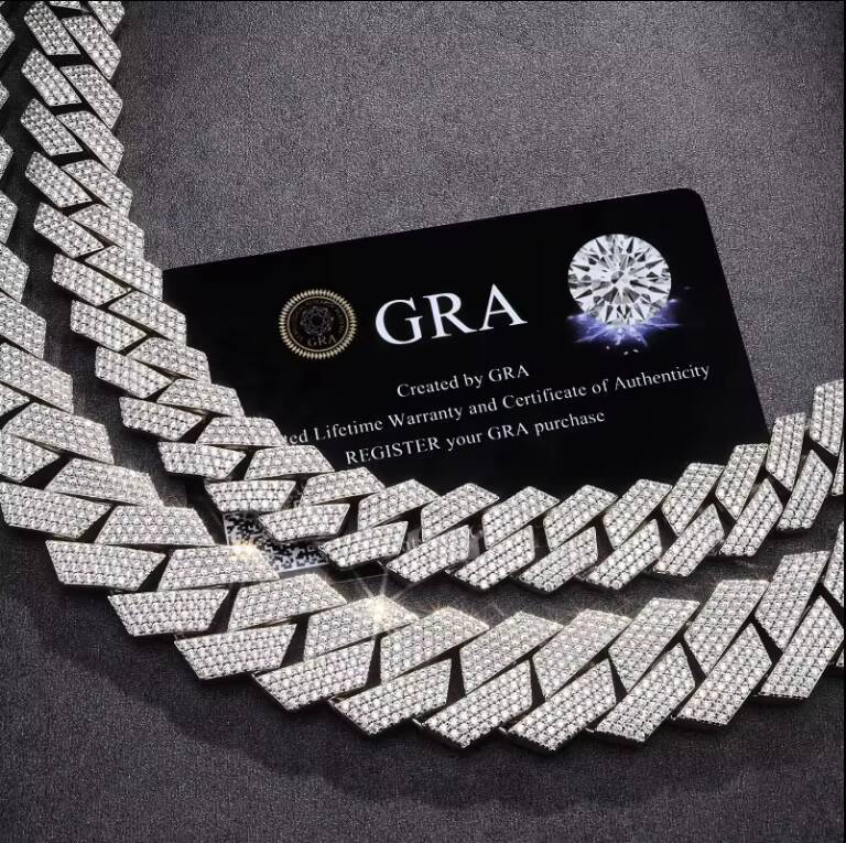 8MM Moissanite Cuban Chain 925 Sterling Silver Moissanite Cuban Link Chain Punk Cuban Chain Hip Hop Silver Necklace Bracelets