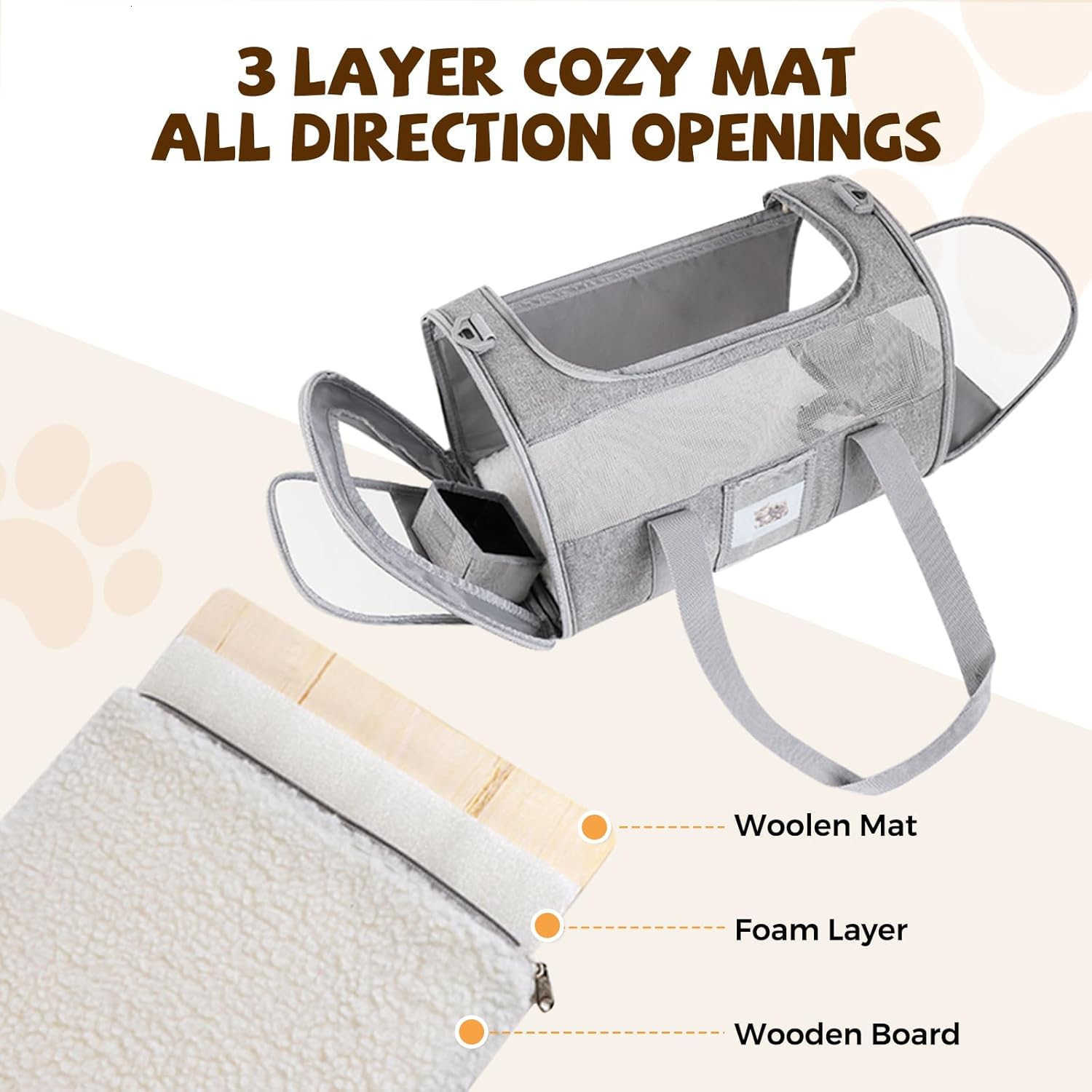 Cat Carrier Dog Carrier for Small Dog Medium CatsPet Travel Bag Puppies up to 15 LbsTSA Airline Approved Cat Carrier SoftW250912