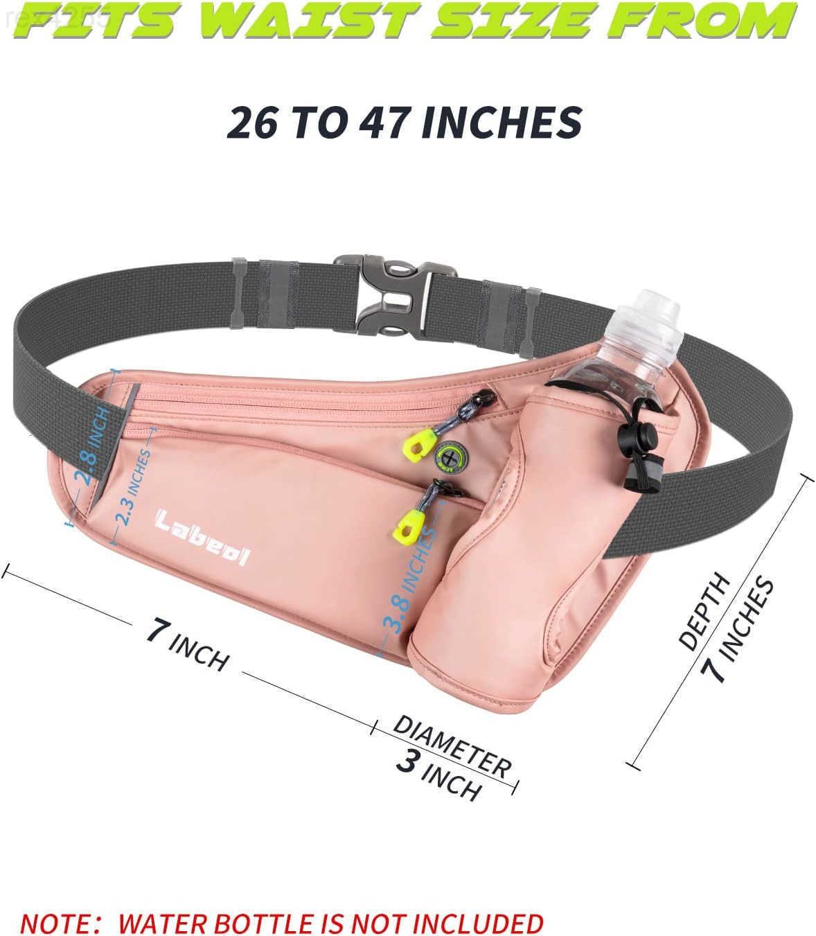 Waist Pack Waterproof Hydration Belt with Water Bottle Holder Adjustable Fanny Pack for Running Hiking Walking Cycling BlackW250912