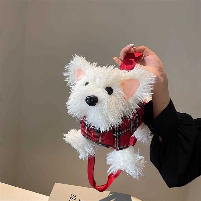 Dog Plush Crossbody Bag for Women Cute Furry Fuzzy Dog Purse Small Backpack Western Highlands Kawaii Stuffed Animal Bag M250912