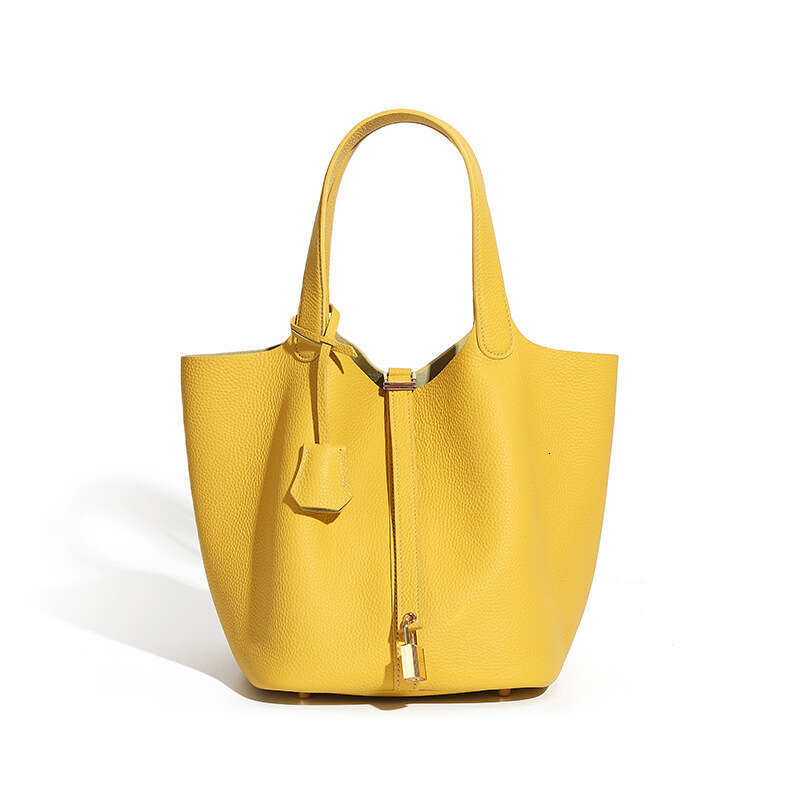 High-Quality Vegetable Basket Top Layer Cowhide Niche High-End Exquisite Handheld Bucket Bag For Women B5