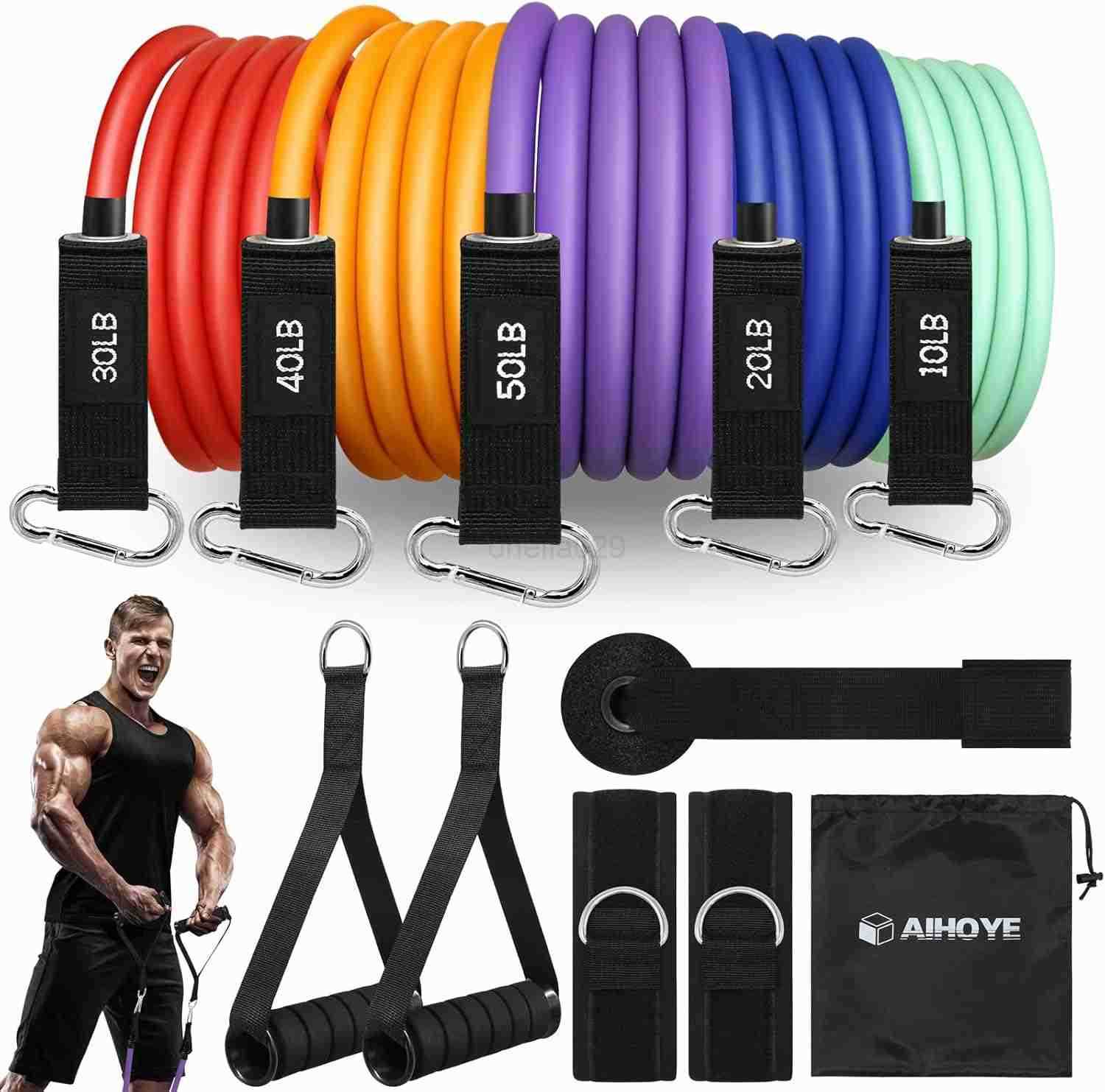 Resistance Bands for Working Out Exercise Bands with Handles Stretch Bands for Exercise Workout Bands with Door Anchors for Physical Therapy Strength 