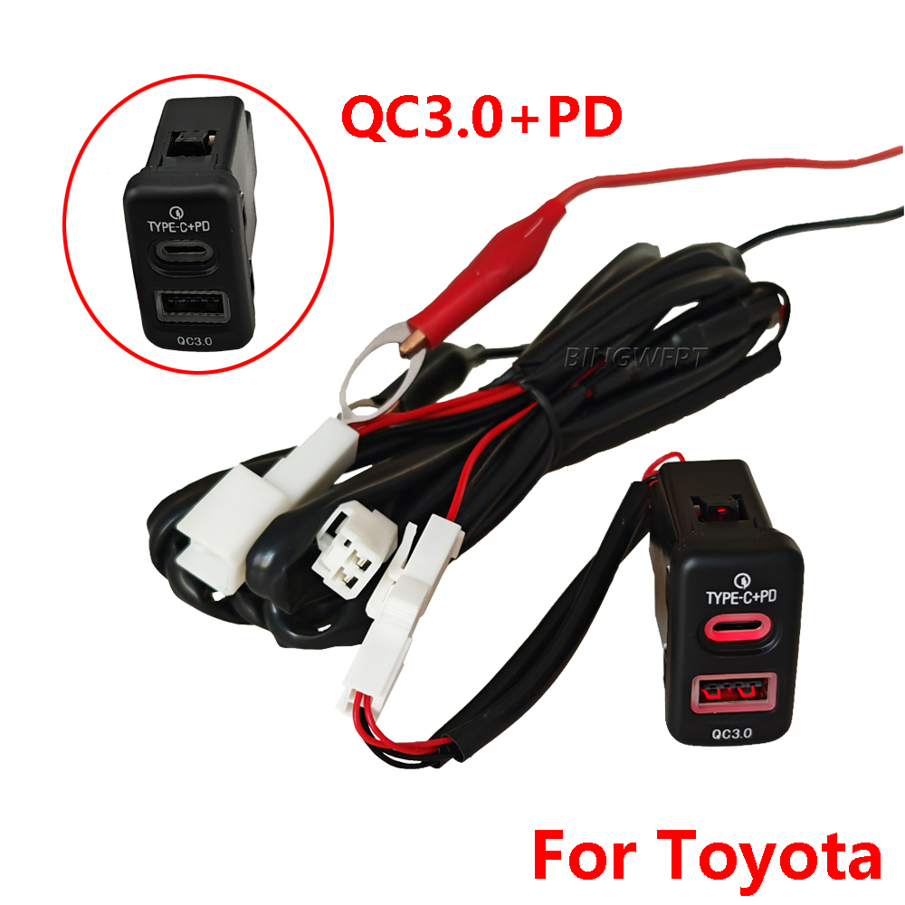 For Toyota Old Style 2QC3.0&QC3.0-PD Car Charger And Mobile Phone Charging Adapter