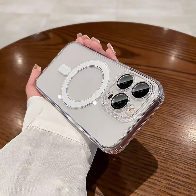 Top-Quality Magsofe Transparent Clear Acrylic Magnetic Shockproof Phone Cases For iPhone 17 16 16E 15 14 13 12 11 Pro Max, Samsung S25 S24 S23 Ultra W