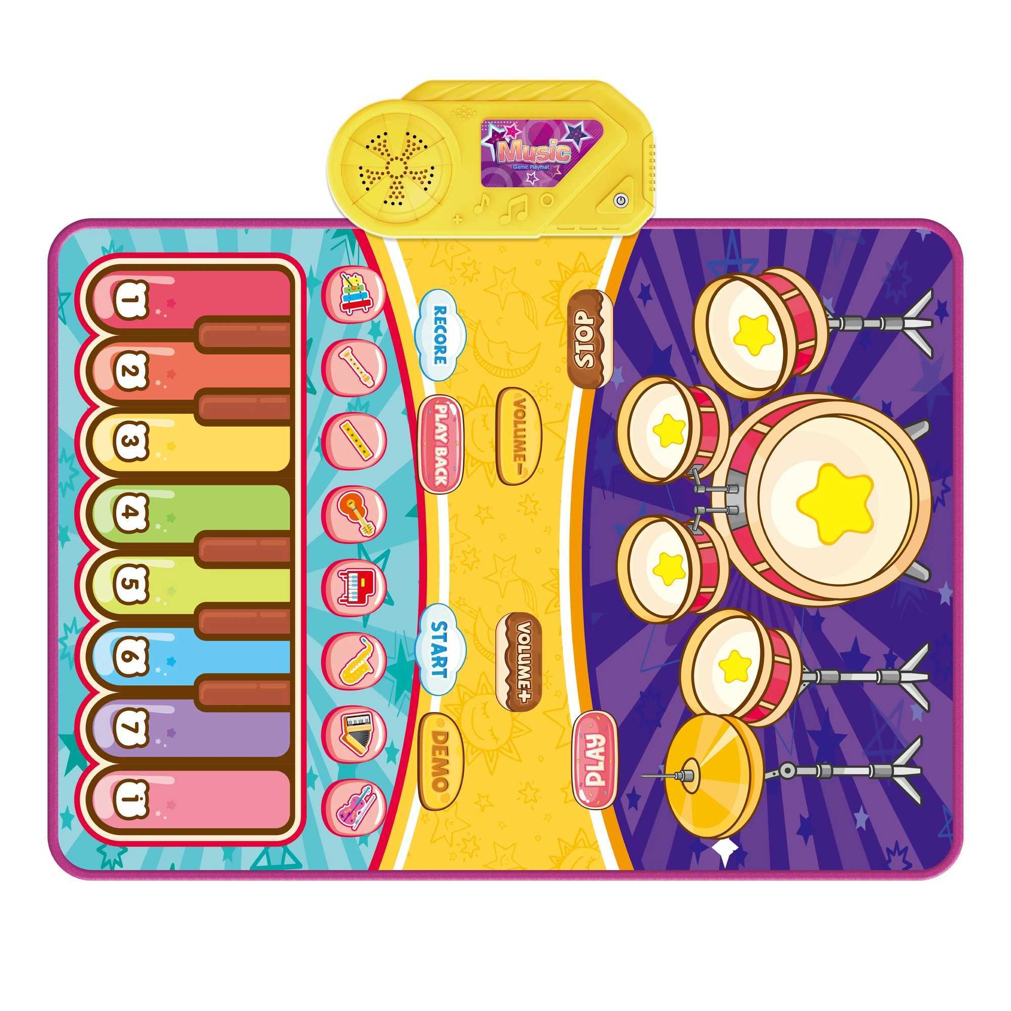 Musical Mat for Toddlers Musical Toys Child Floor Piano Keyboard and Drum Mat Carpet with 2 Sticks2 in 1 Music Playing Blanket C250912