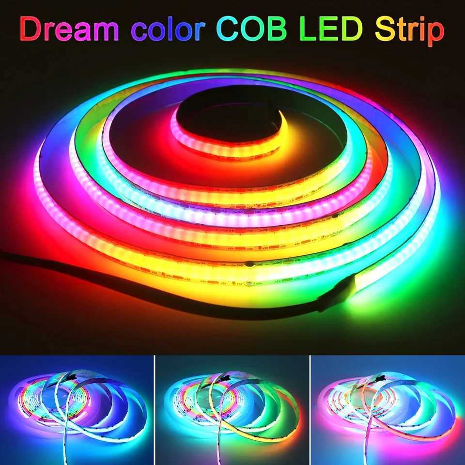RGBIC COB LED Strip Light WS2811 WS2812 DC24V 12V Pixel Addressable 432 576 720LEDsm Full Dream Color 10mm Rainbow Light Tape C250912