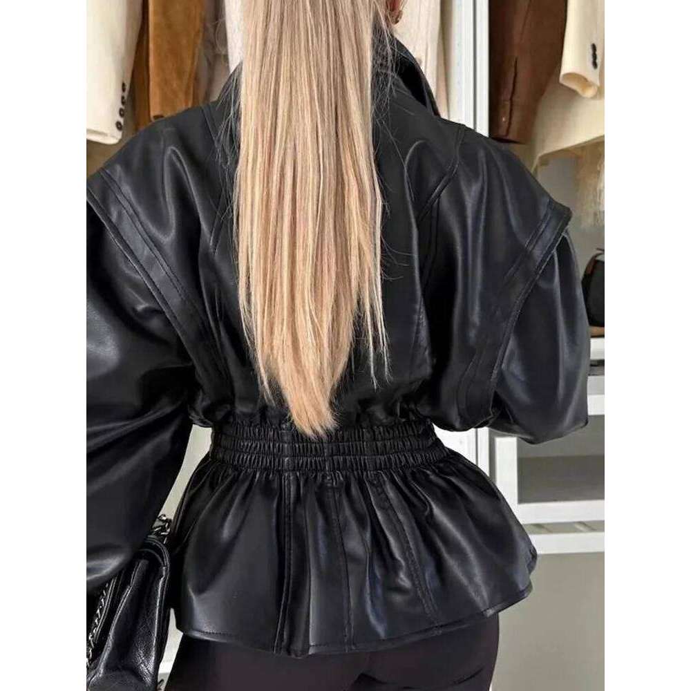 Spicy Girl Locomotive High Street Commute Jackets Fashion Solid Color Lapel Long Sleeve Short Coat Autumn Winter Casual Outwear