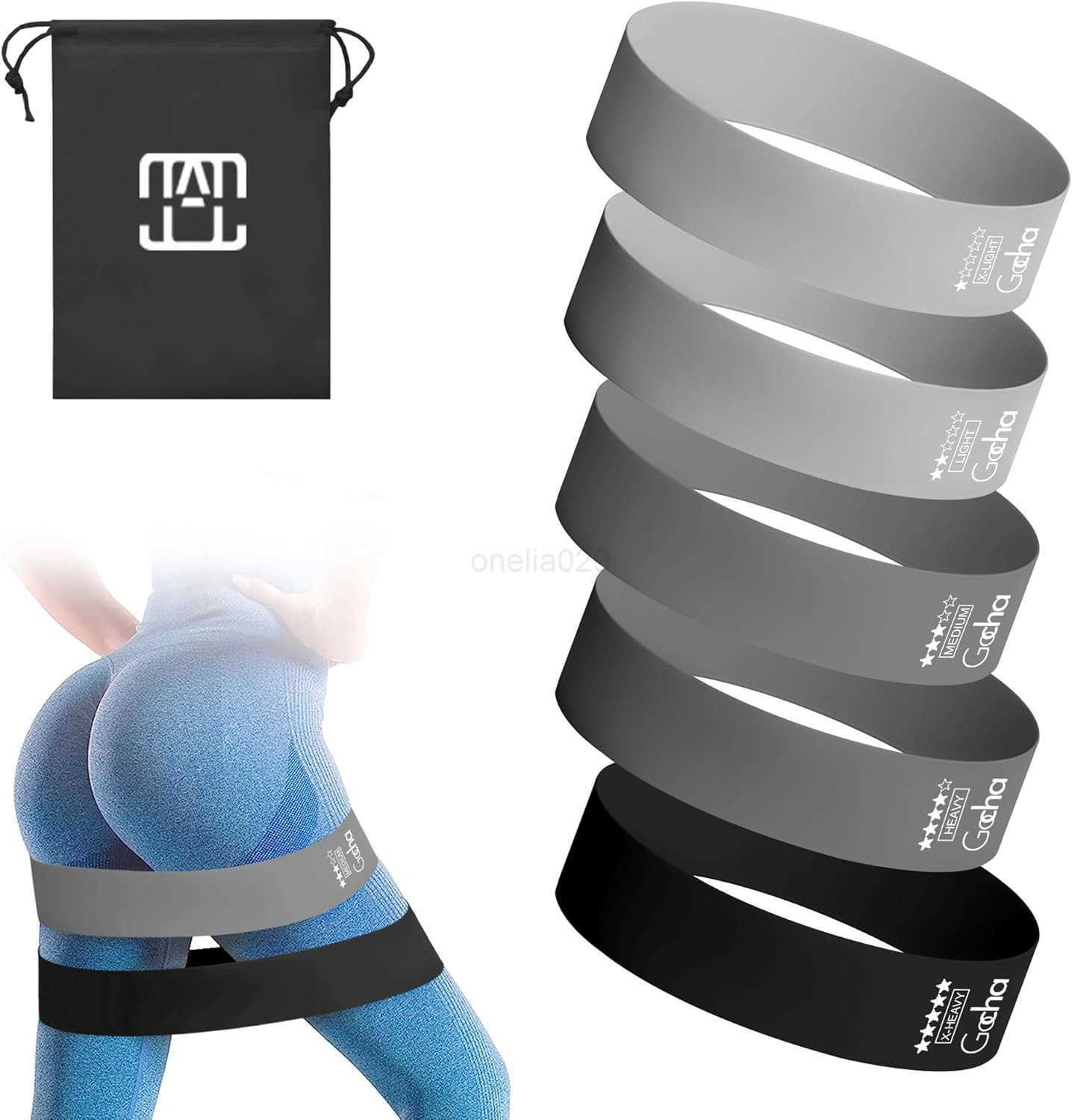 Resistance Bands Set 5 Pack Premium Natural Latex Loop Bands for Strength Training Home Workouts Physical Therapy Yoga Exercise Bands with Carry Bag X