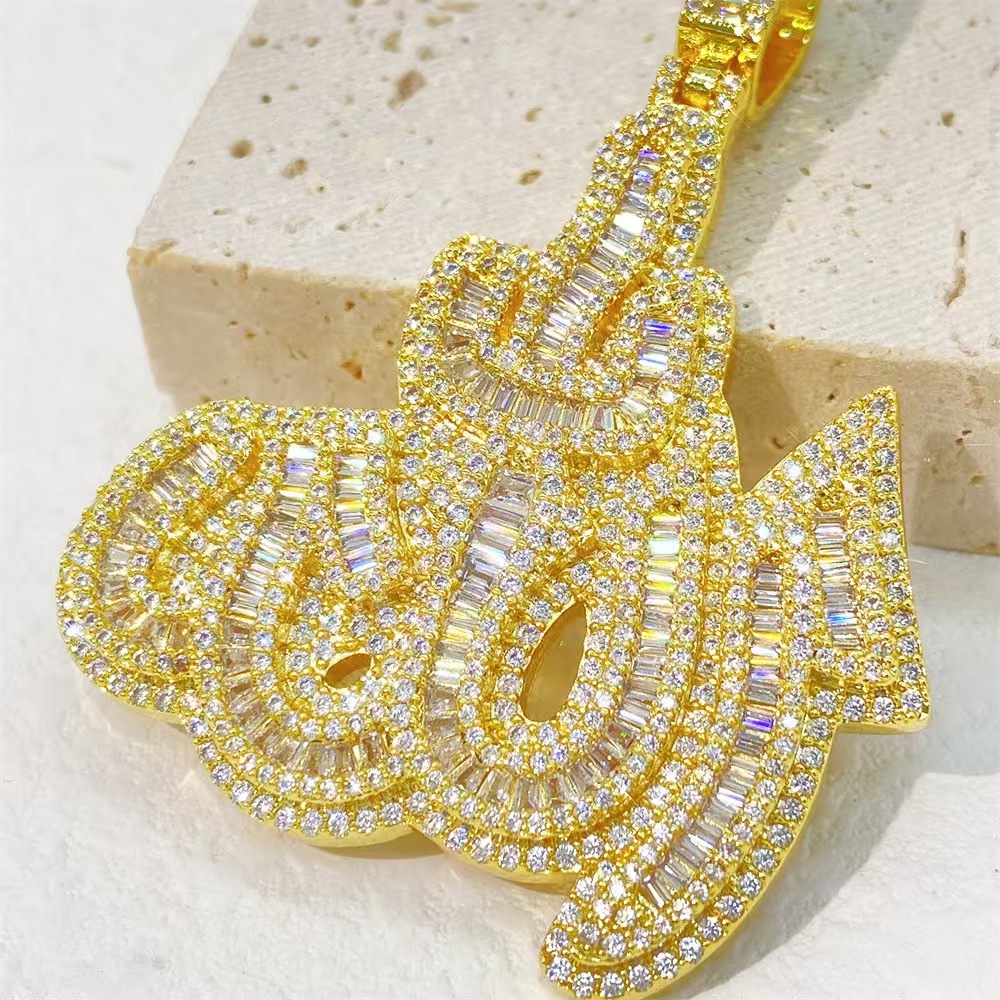 Necklaces 14k Rose Gold Pendant Plated Sterling Sier Hip Hop Men Vvs Moissanite Dia Iced Out Allah Pendan