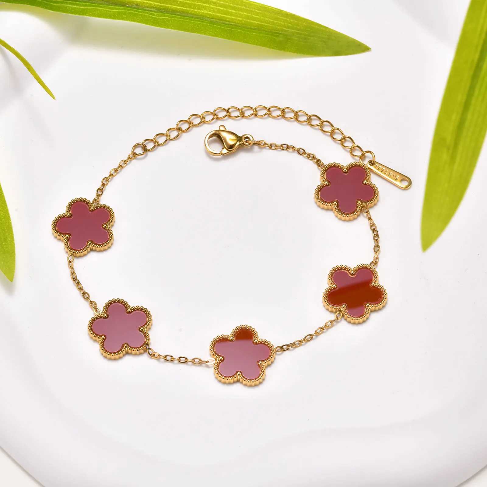 WenRolo Lucky Chain Luxury Shell For Flower Charm Stainl Bracelet Steel BraceletsFashion Jewelry Gift S250913 dfc