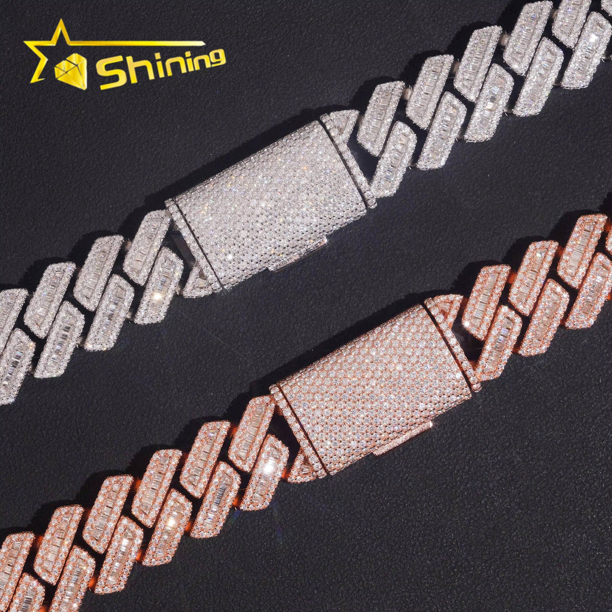 Local Stock Fast Shipping 925 Silver Hip Hop Rapper 18mm Iced Out VVS Moissanite Cuban Link Chain