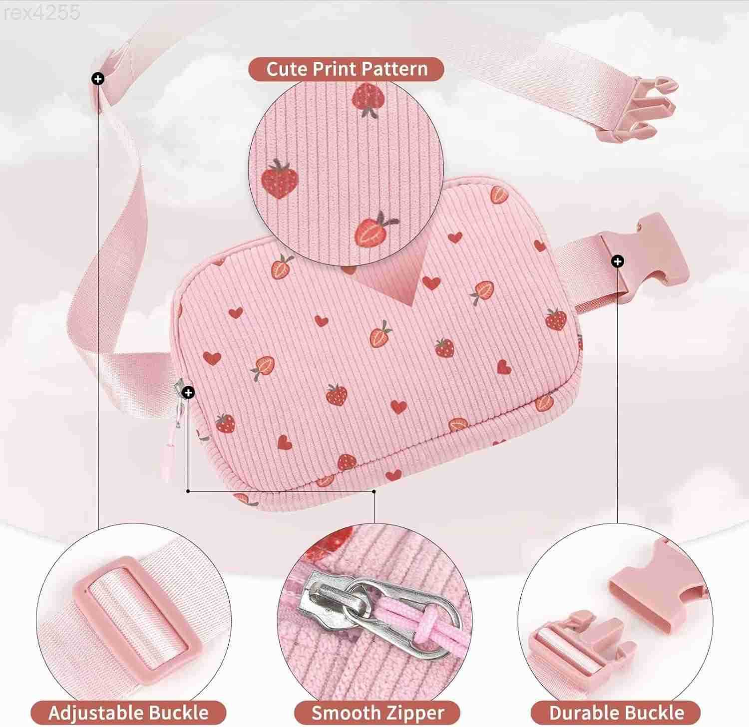 Cherry Fanny Pack for Girls Purse for Teen Girls Kids Belt Bag Crossbody Bag Fashion Waist Pack Travel Hiking Cycling Running BeigeW250912