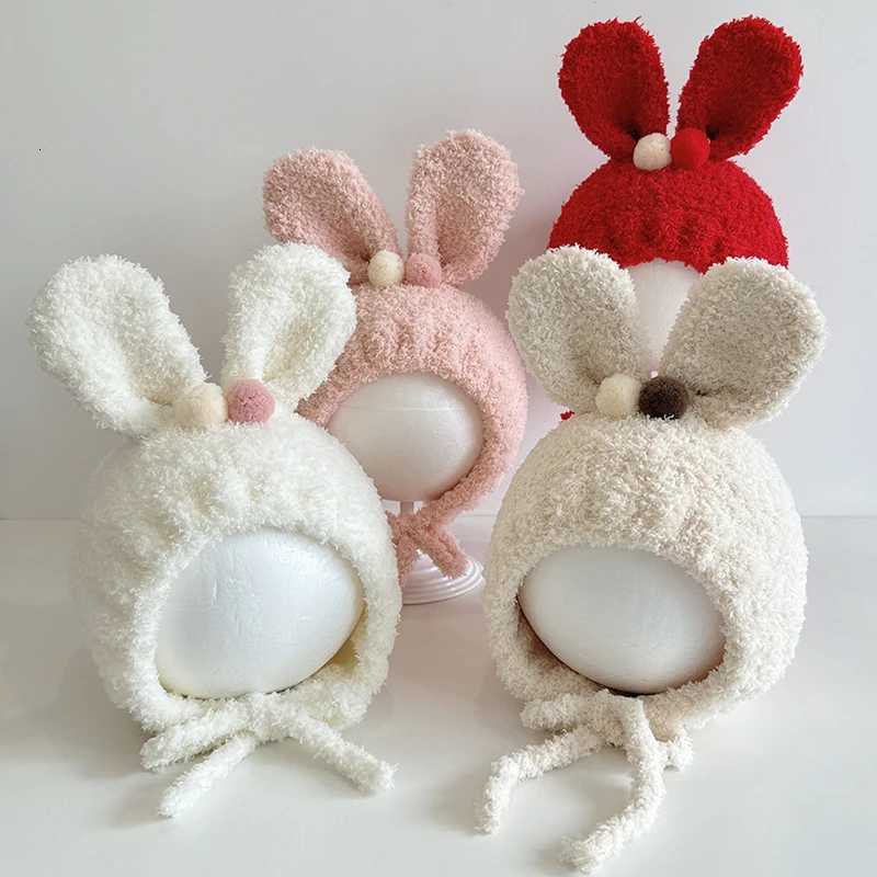 2024 Baby Hats Winter Girls Newborn Soft Cartoon Cute Rabbit Ears Knitted Beanie Hat Infant Warmer Stuff Toddr Kids G250910
