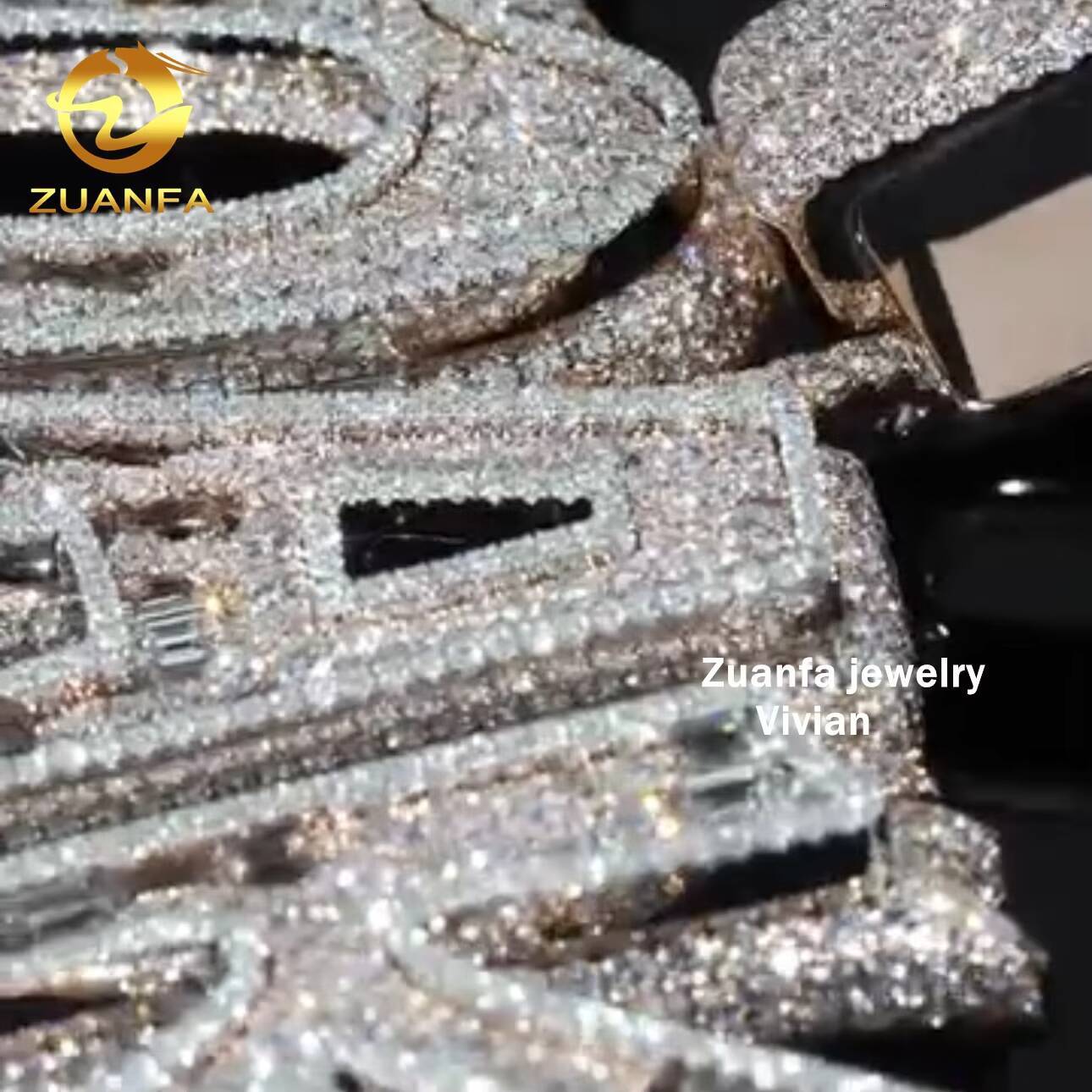 Fine Jewelry Custom Iced Out Sterling Silver 925 VVS Moissanite Diamond Hip Hop Chain Letter Pendant