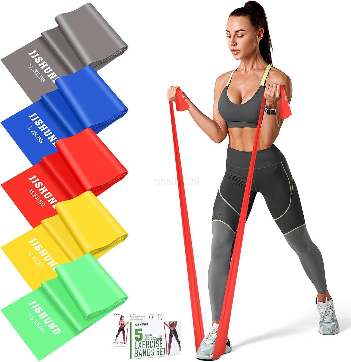 5 Pcs Resistance Bands Professional Exercise Bands Elastic Stretch Bands for Fitness Yoga Pilates Stretching Strength Training Workout Bands for Women
