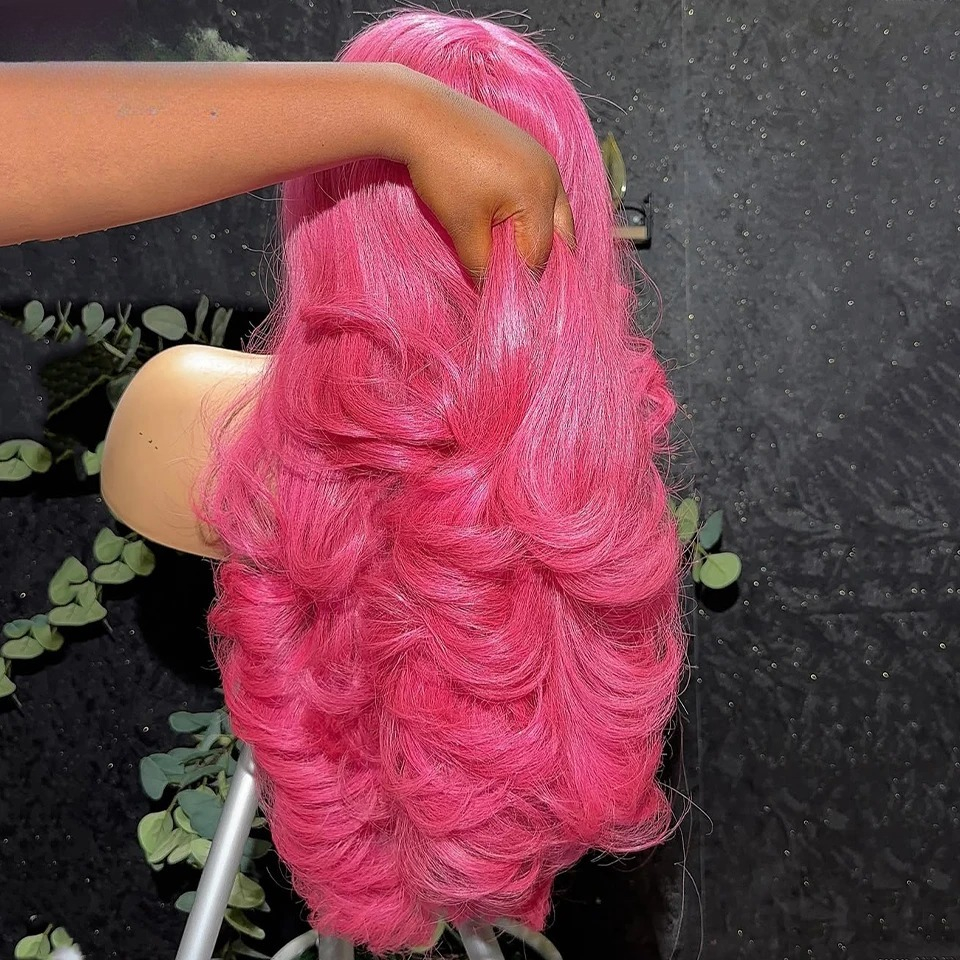Summer Hot Pink 13x6 HD Lace Frontal Wig Transparent Water Wave Rose Pink 613 Colored 13x4 Body Wave Wig Pre Wear and Go Glueless Human Hair Wig