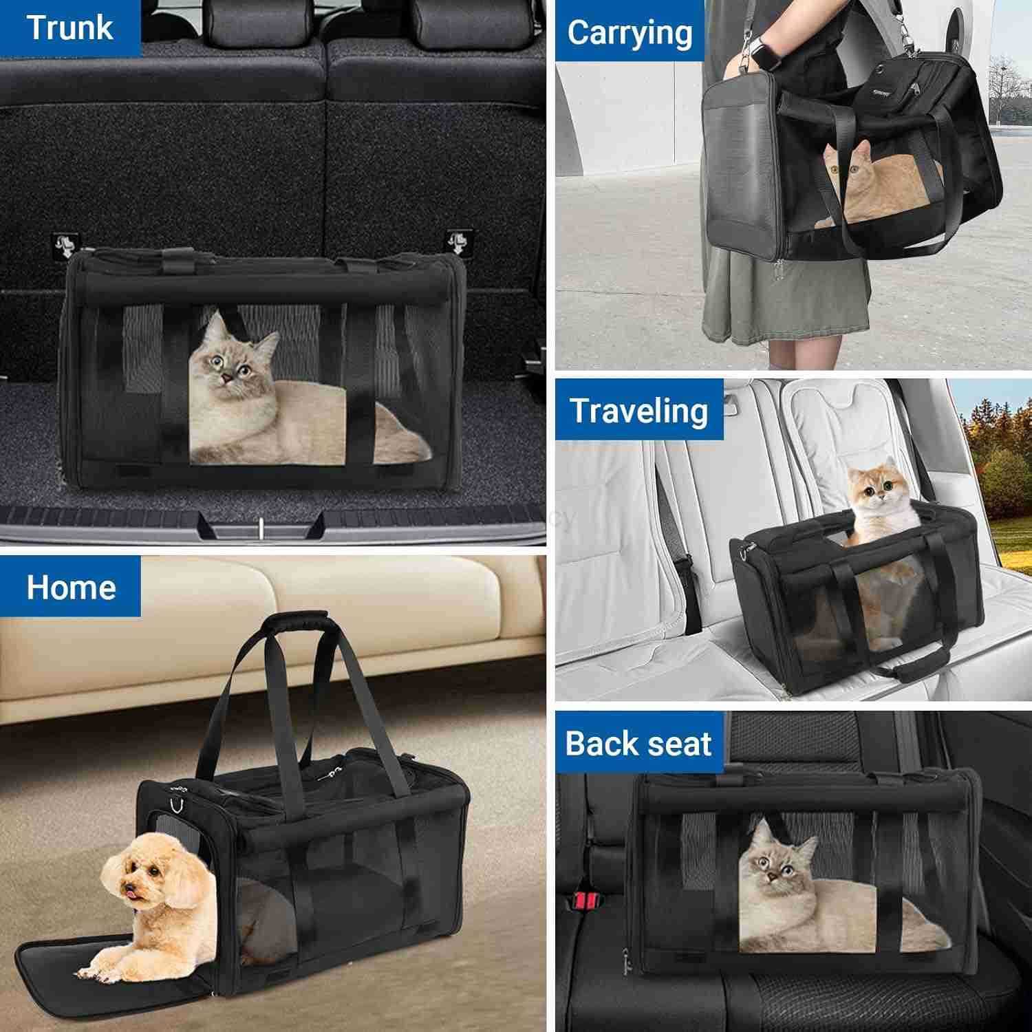 Pet Carrier for Large Cats Soft Cat Carrier for Medium Big Cats and Puppies up to 20lbs Washable Dog Carrier 18 L x 118 W x 118 H for Traveling Home a