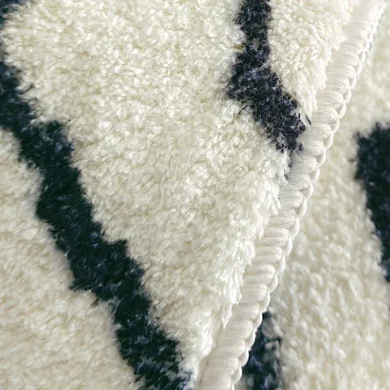 Modern Style Living Room Decoration Carpet Black White Lines Rugs for Bedroom Thicken Plush Study Floor Mat Home Fluffy Soft Rug C250912