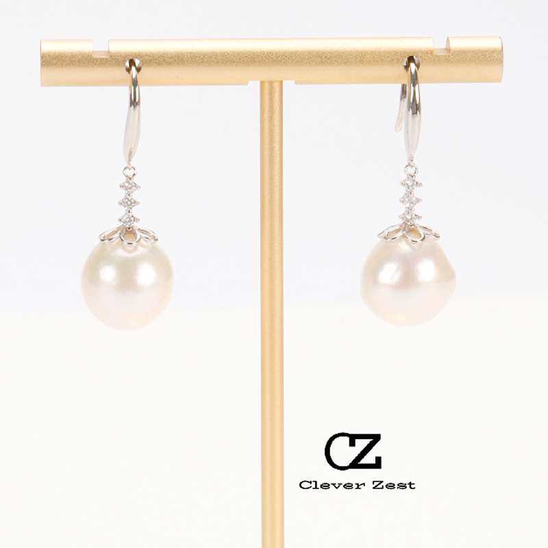 Natural Freshwater Baroque Pearl Stud Earrings Sterling Silver Freshwater Pearl Stud Earrings Fashionable and Versatile Trendy Anniversary Gift