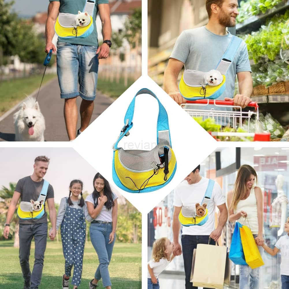 Pet Dog Sling Carrier Puppy Pet Slings Bag for Small Dogs Cats Satchel Carriers Breathable Mesh Hand Free with Adjustable Strap Doggie Crossbody for O