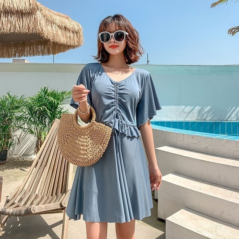 Hot-Selling New Plus Size Fat MM Mom 100kg Slimming Belly-Covering Two-Piece Conservative Body-Covering Hot Spring Swimsuit