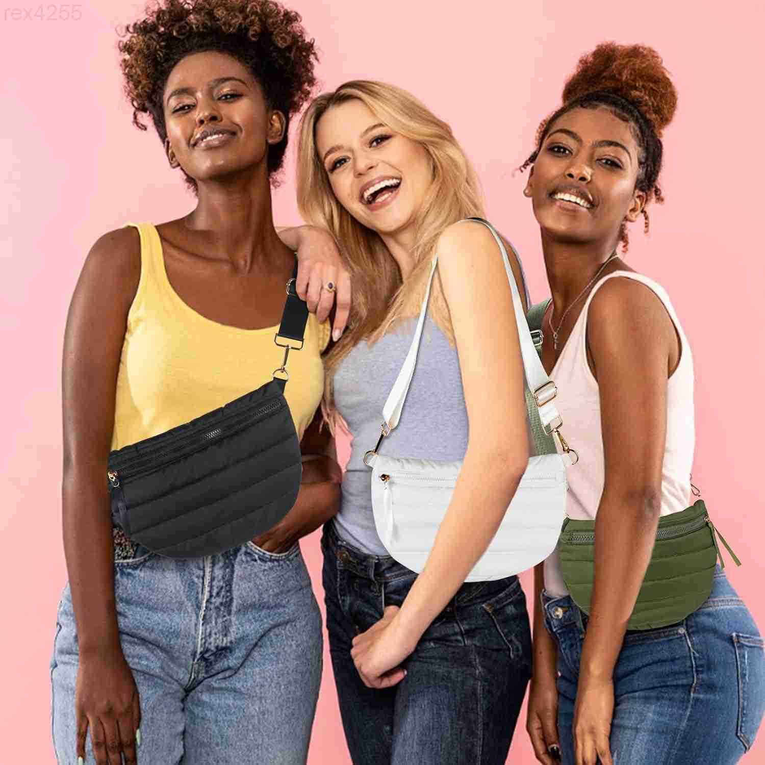Crossbody Bags for Women Puffer Fanny Pack Sling Bag Puffy Chest Belt Bum Waist Crossbody Purse Bags Quilted Shoulder Bag for WomenW250912