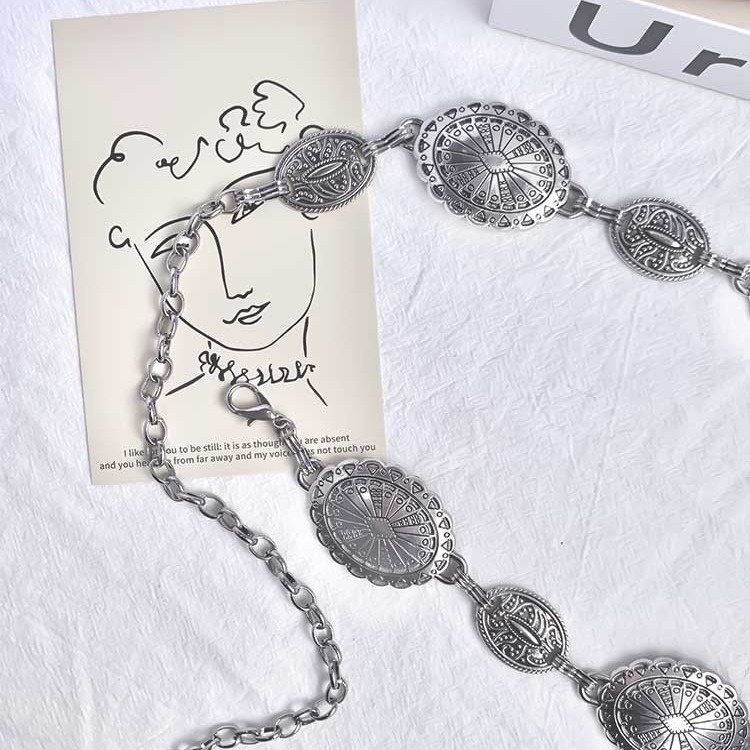 Retro Bohemian Metal Waist Chain Women's Western Metal All-match Sweater Denim Chain Belt Chain Waist Seal Trend