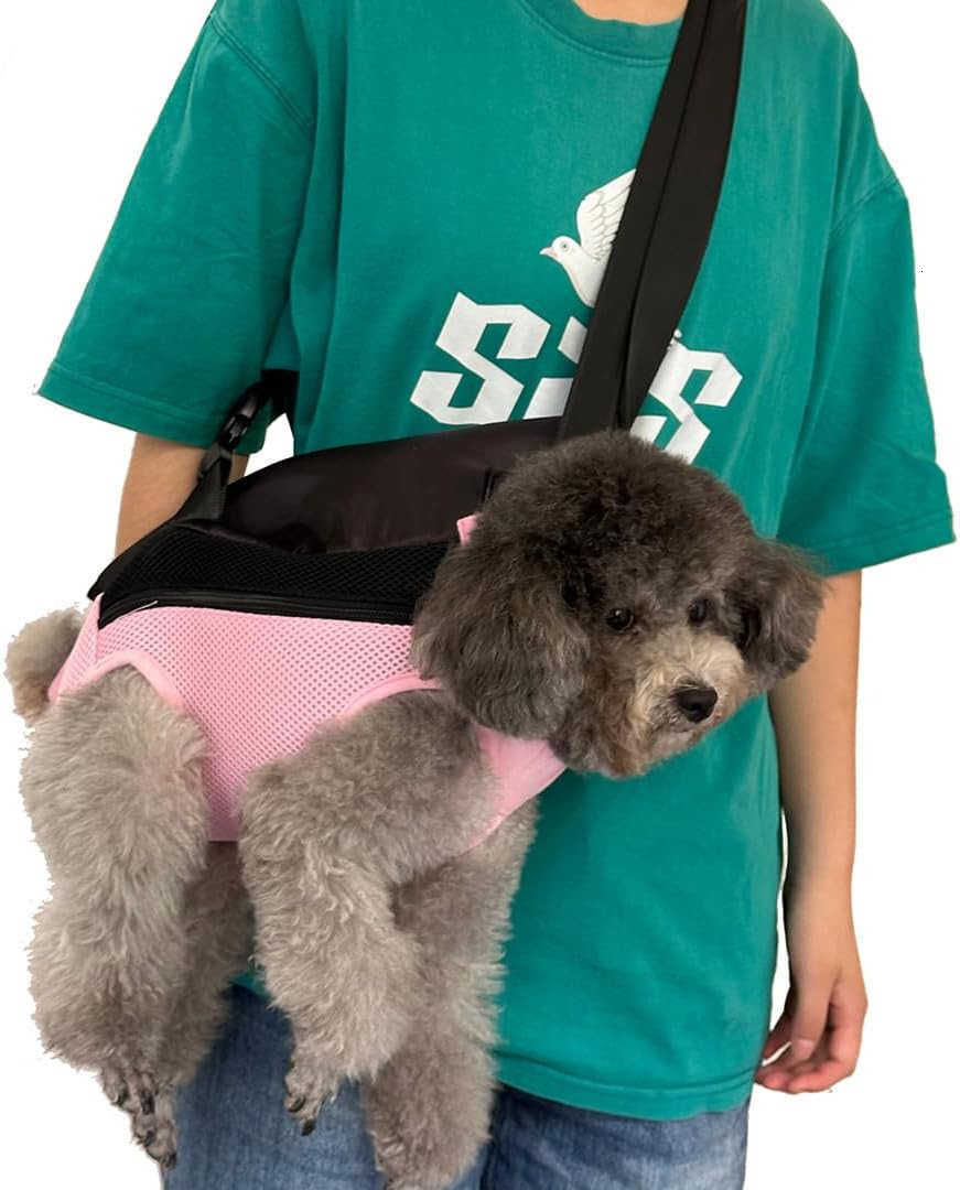 Pet Dog Carrier Backpack Portable Breathable Mesh Chest Carrier Polyester Woven Double Shoulder Pet Bag for Outdoor Adventures Purple SmallW250912