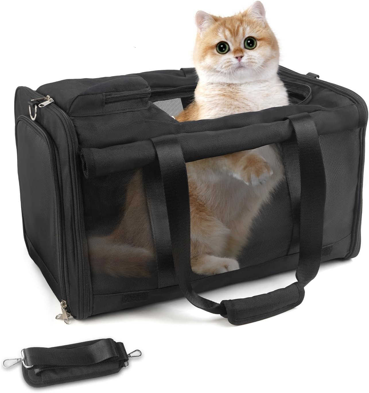 Pet Carrier for Large Cats Soft Cat Carrier for Medium Big Cats and Puppies up to 20lbs Washable Dog Carrier 18 L x 118 W x 118 H for Traveling Home a