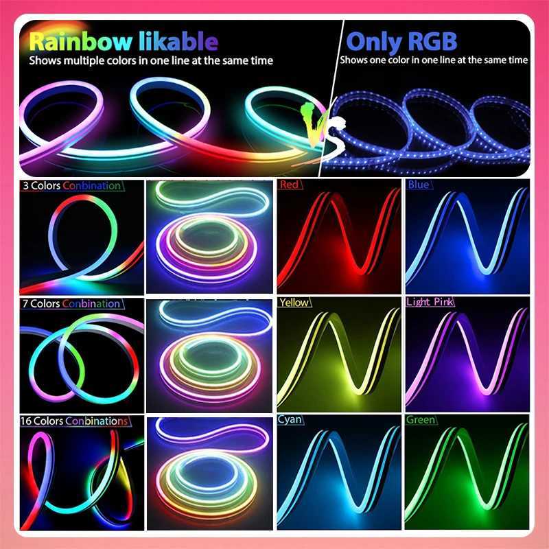 TUYA Neon LED Strip Lights 1224V 84LEDsM Silicone Neon Rope Light with Music Sync RGBIC Dreamcolor Chasing Strip Tape for Room C250912