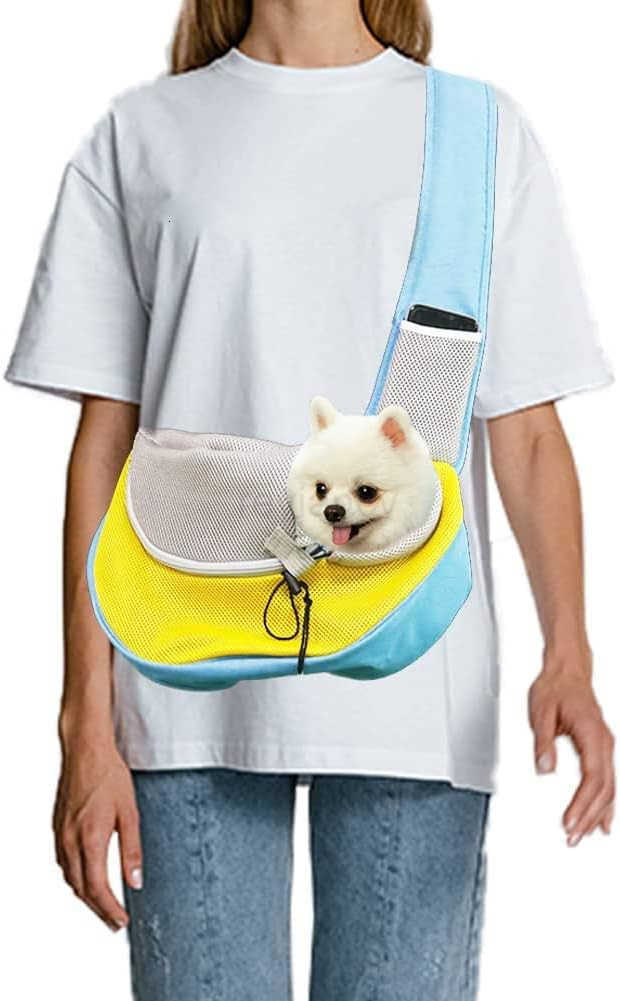 Pet Dog Sling Carrier Puppy Pet Slings Bag for Small Dogs Cats Satchel Carriers Breathable Mesh Hand Free with Adjustable Strap Doggie Crossbody for O