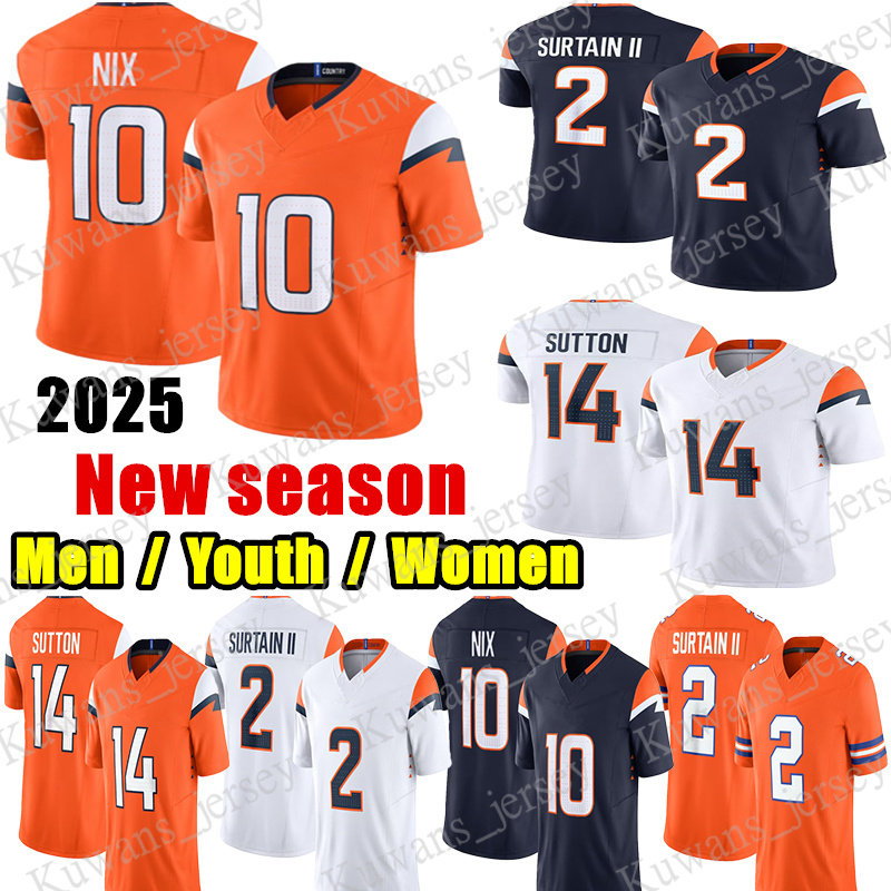 #10 Bo Nix Football Jersey #2 Pat Surtain II Courtland Sutton Troy Franklin Audric Estime Champ Bailey Peyton Manning Talanoa Hufanga John Elway Jahdae Barron jerseys