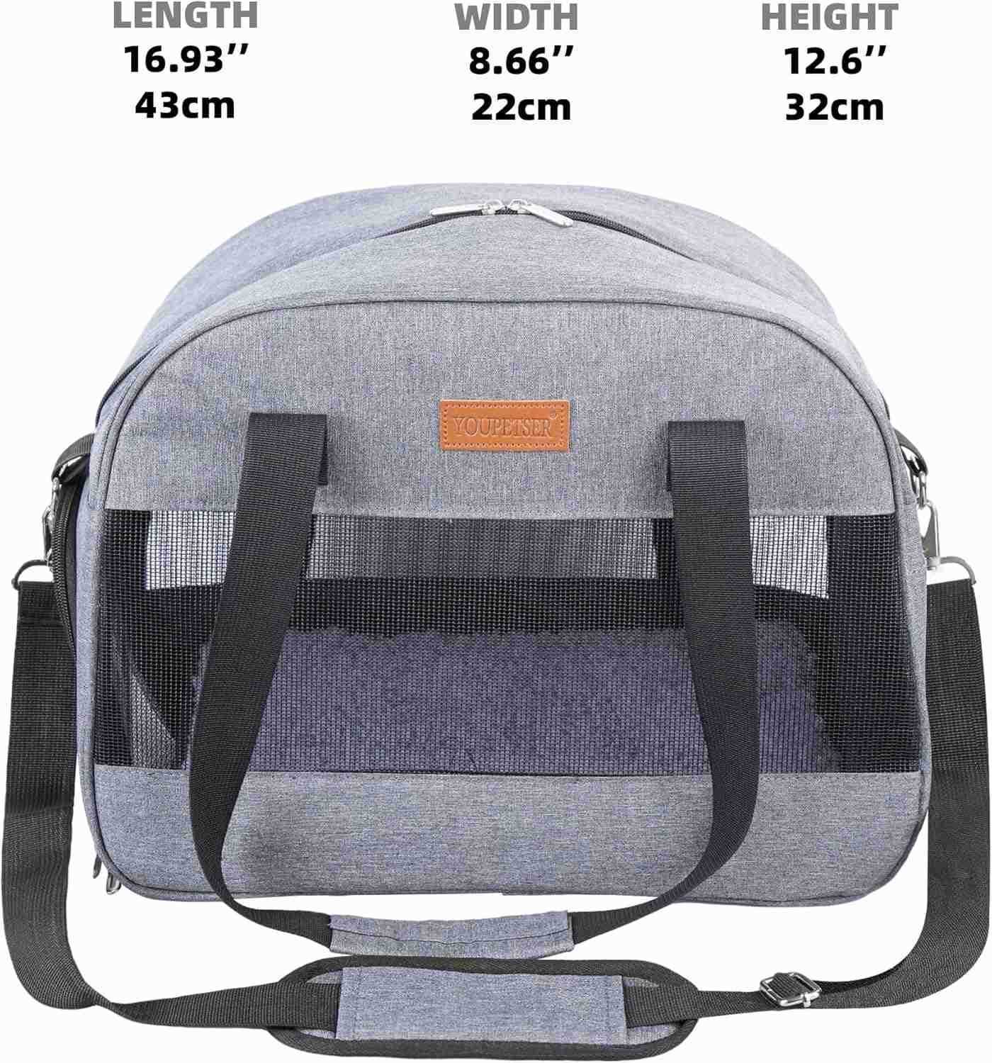 Cat Carrier for Small Cats Dogs SoftSided Pet Carrier for Cats Puppies Small Pets Lightweight Comfortable Travel Cat Dog Carrier GreyW250912