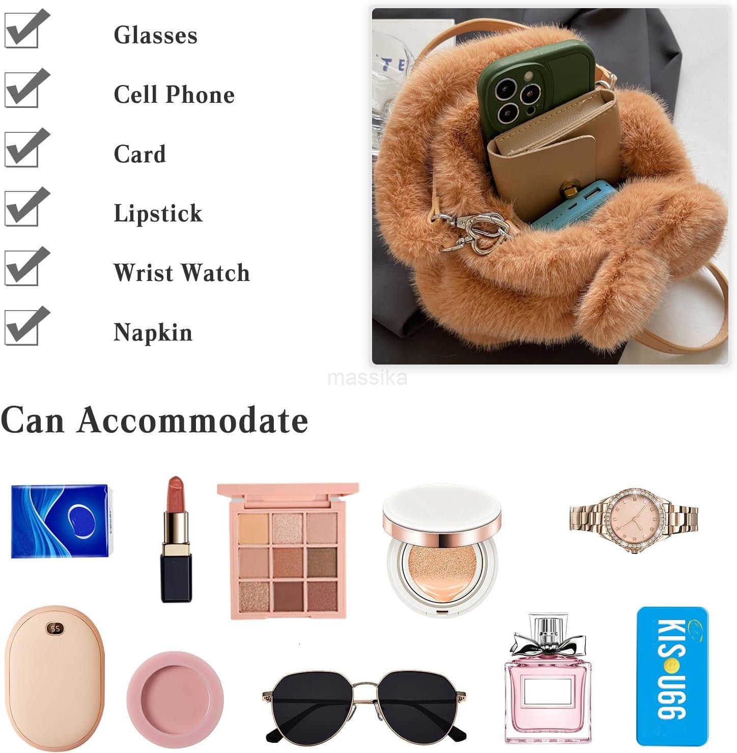 Soft Plush Shoulder Bag for Women Fluffy Handbag Cute Fuzzy Crossbody Bag Furry Top Handle Bag Elegant Satchel Bag M250912