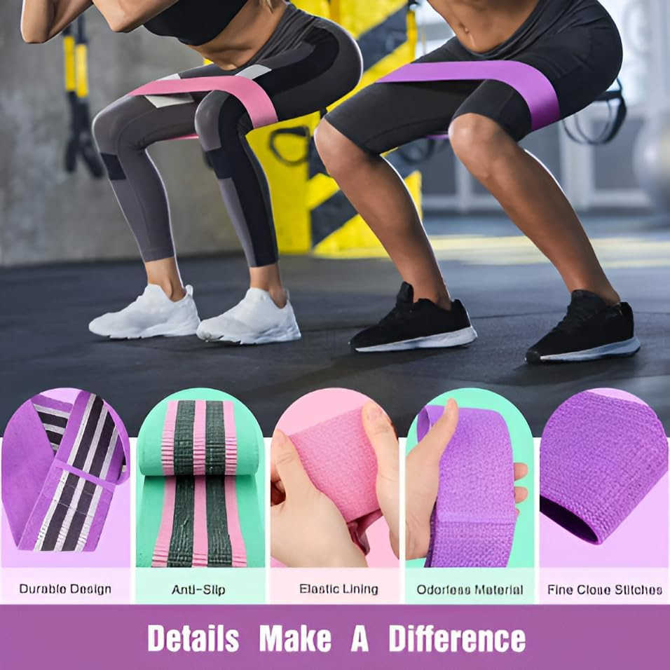 Fabric Resistance Band Set 3 Tension Bands with Carrying Bag Fabric Resistance Bands for HIPS Glutes Workouts W250912