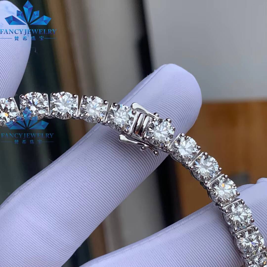 Custom Size 10K 14K Tennis Bracelet with 2mm6mm Lab Grown Diamonds Paving Diamond Bracelet Bangle Fine Jewelry