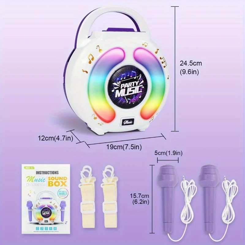 Karaoke Machine with 2 Microphones Kid Portable Karaoke Music Toy with Light Recording Voice Change Function for Girls Boys Gift C250912