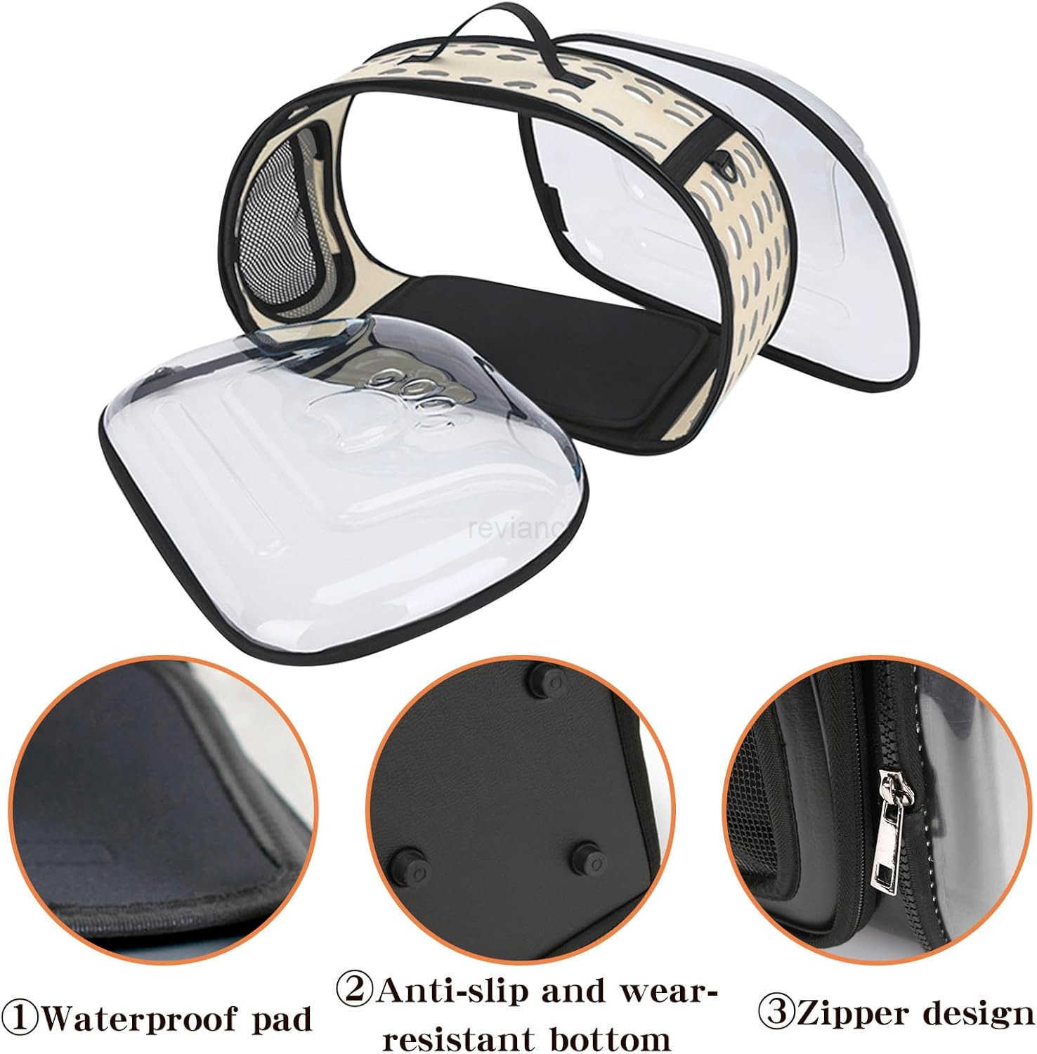 Clear Cat Carrier Hard Cat Bag Collapsible Portable Small Pet Carrier Bag for Cats Kitten Puppy Travel Hiking Walking Outdoor UseGreyW250912