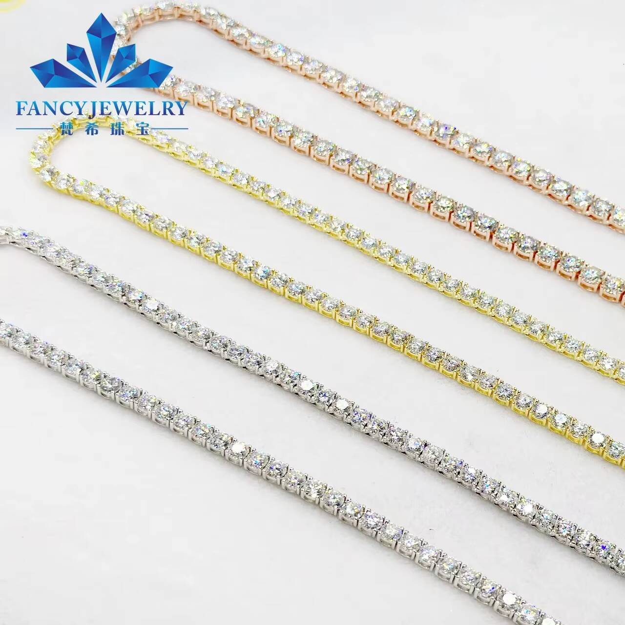 Custom Size 10K 14K Tennis Bracelet with 2mm6mm Lab Grown Diamonds Paving Diamond Bracelet Bangle Fine Jewelry