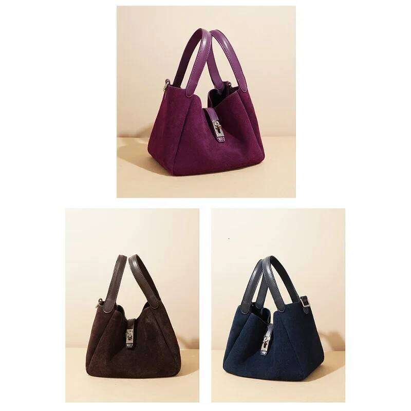 Frosted Cowhide Handbag For Women Brand High-end Basket Niche Sier Button Commuter Versatile Women's Messenger Bag