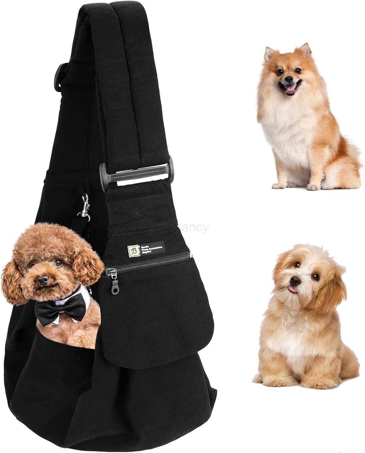 HandsFree Dog Sling Carrier Reversible Adjustable with Pocket Puppy Sling Suitable for Dogs up to 15LB Great for Travel and Daily OutingsW250912