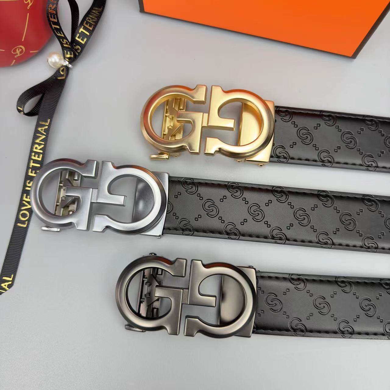 mens belt business men's leather automatic buckle letter g trendy elegant versatile young and middleaged highend belt designer belt