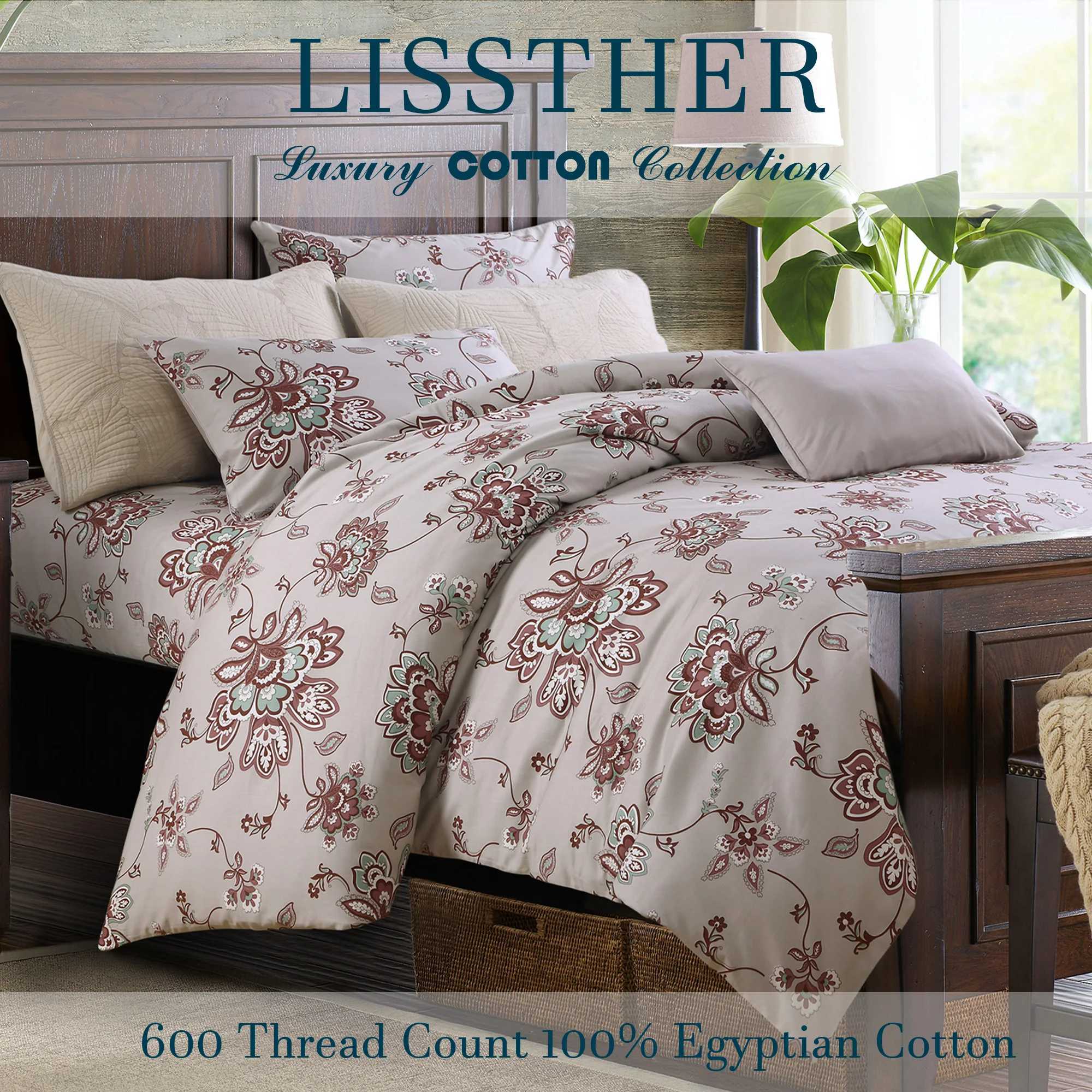 3pcs 600TC 100 Egyptian Cotton Duvet Cover Set Vintage Dark Red Boho Damask Floral Soft SkinFriendlyNo Inserts C250912