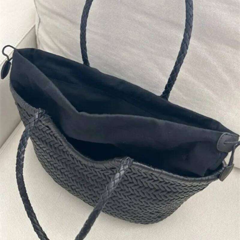 100% Natural Cowhide Weave Handbags Hand Designer Genuine Leather Female Totes Vintage Women's Cowskin Lady Large Shopping Bags