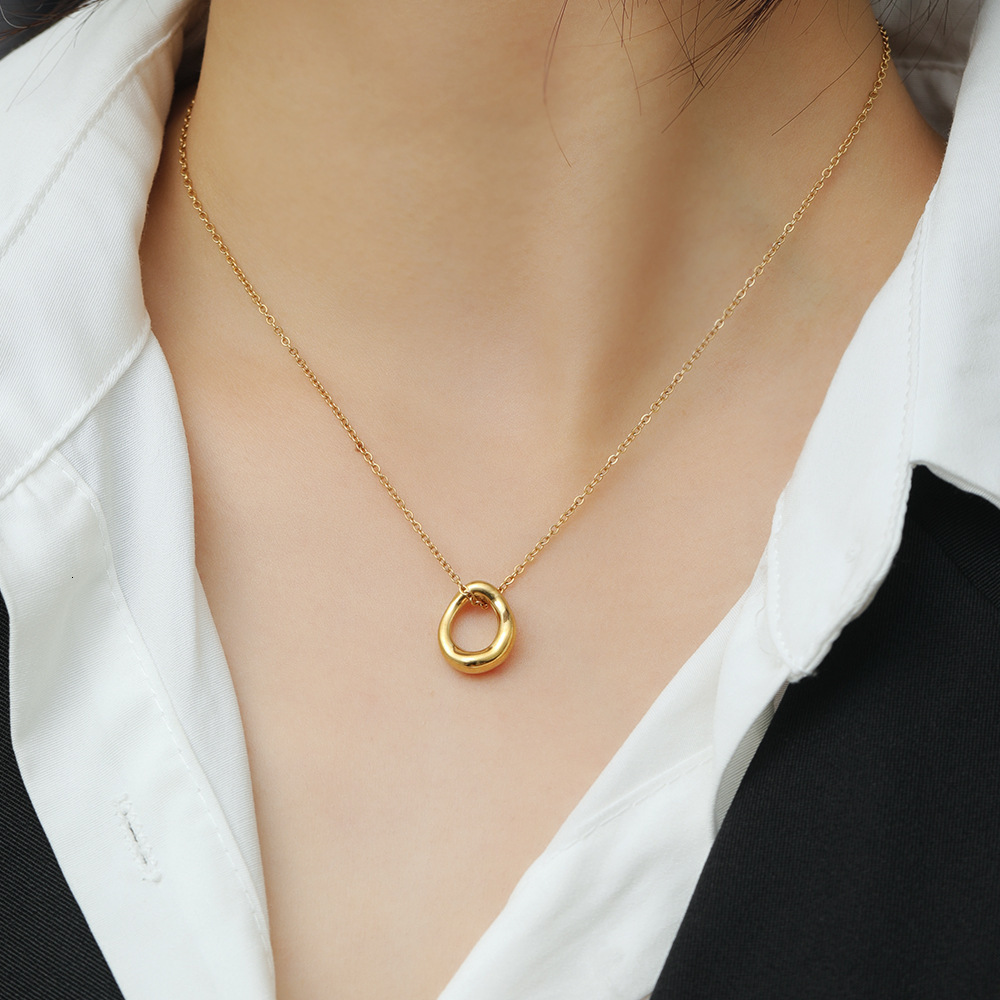 Ins Minimalist Style Niche Design Circle Necklace Female Internet Celebrity Simple Versatile Elegant Collarbone Chain Trendy Accessories