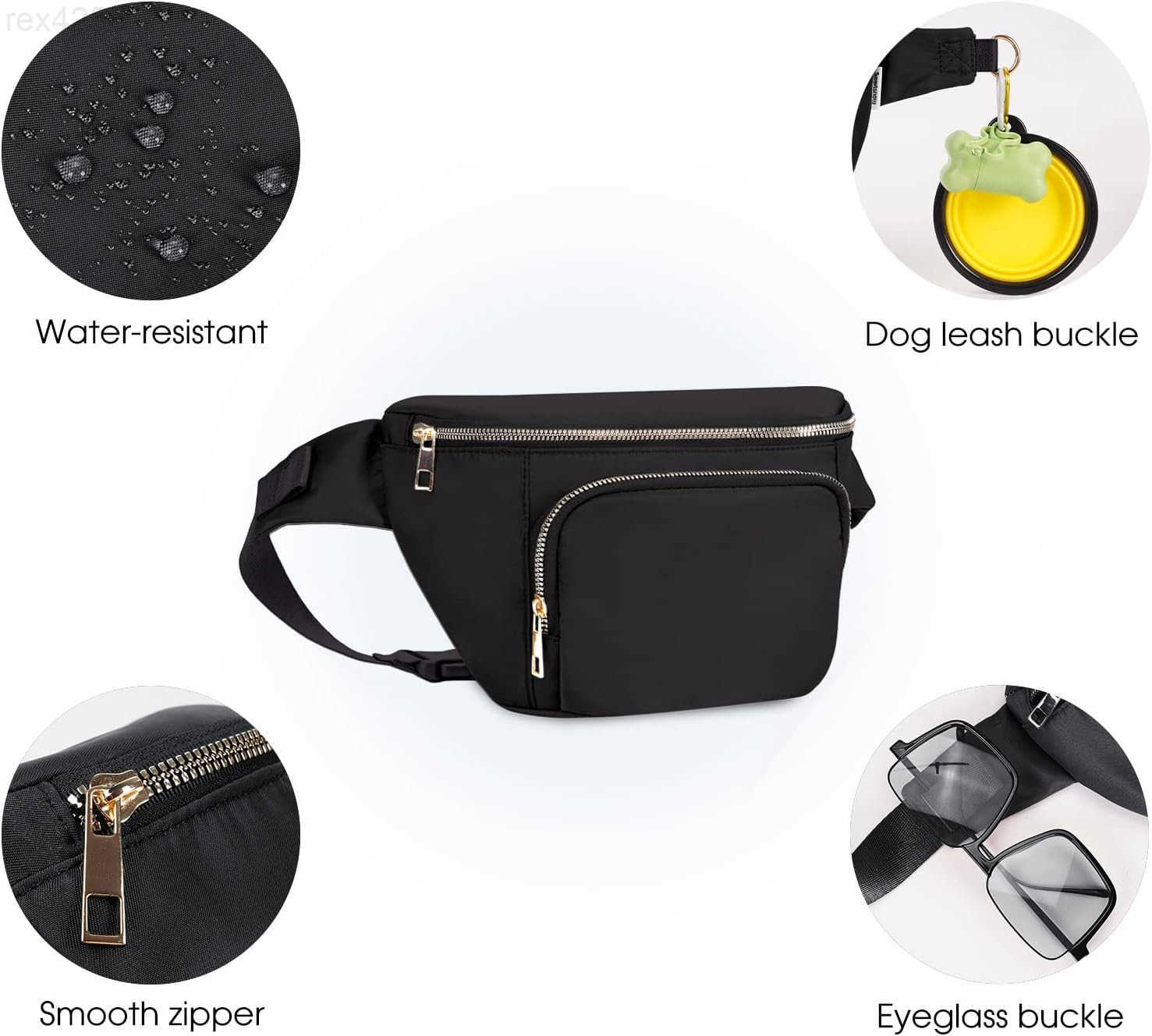 Fanny Packs for WomenLarge Waist Pack with Extra Extension BeltFashion Crossbody Belt Bags for Travel Walking Running Hiking BlackW250912